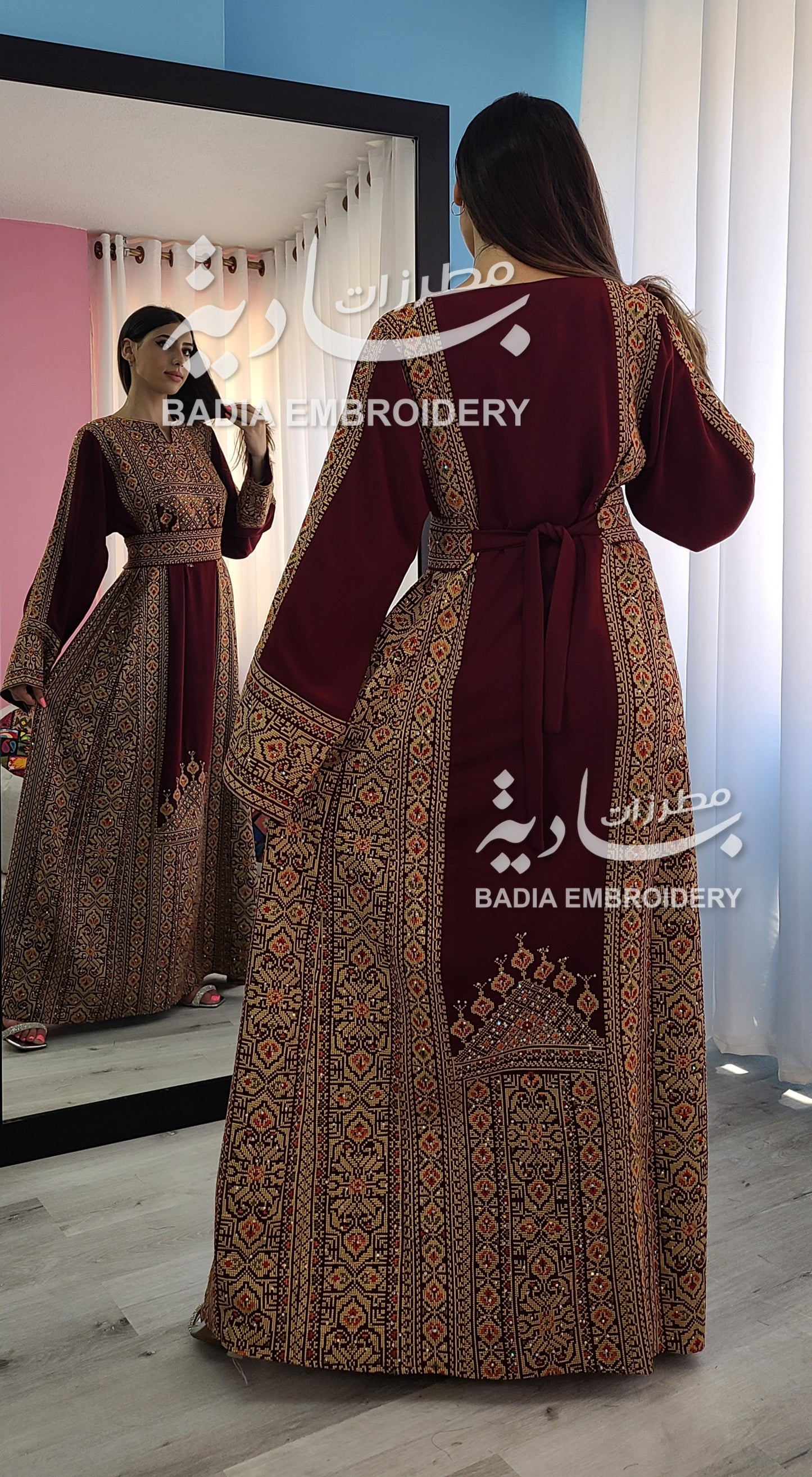 Elegant Burgundy & Gold Thobe