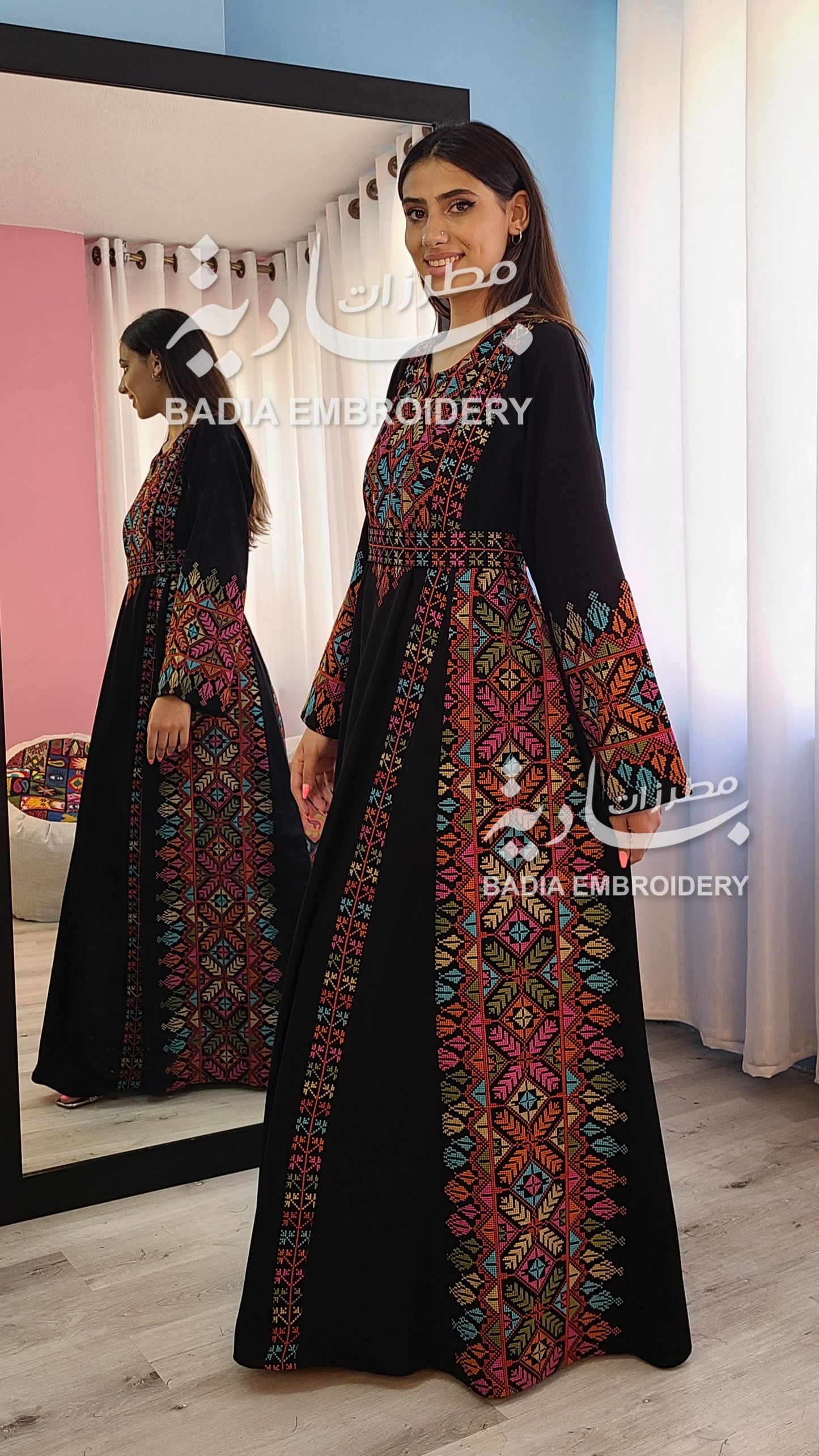 Beautiful Multi Color Thobe Red Based