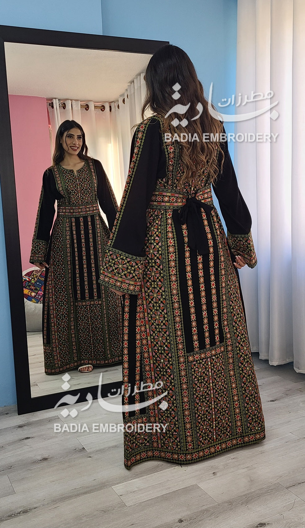 Elegant Black & Green Thobe