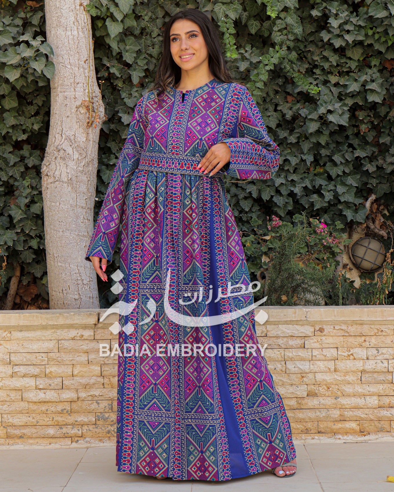 Elegant Colored Embroidered Abaya Dress