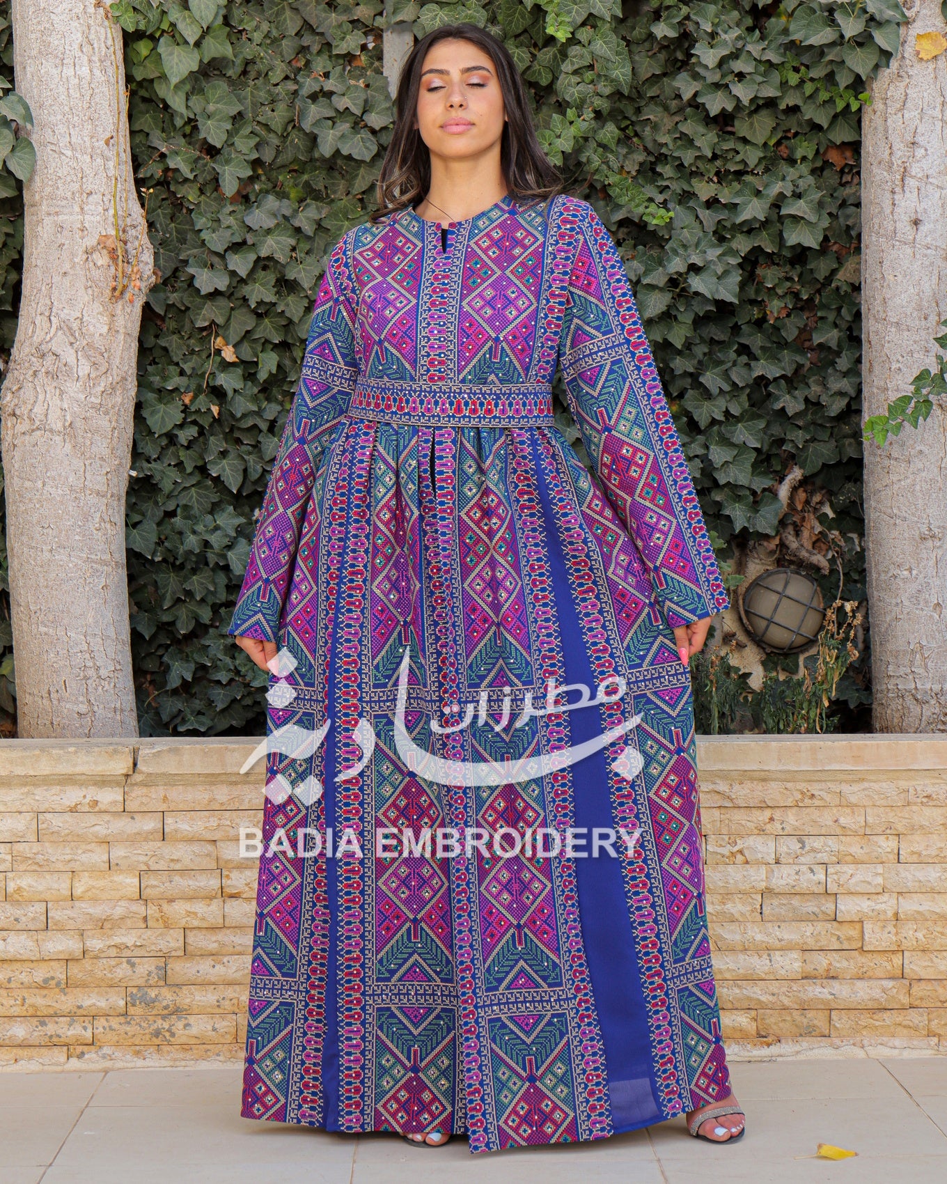 Elegant Colored Embroidered Abaya Dress