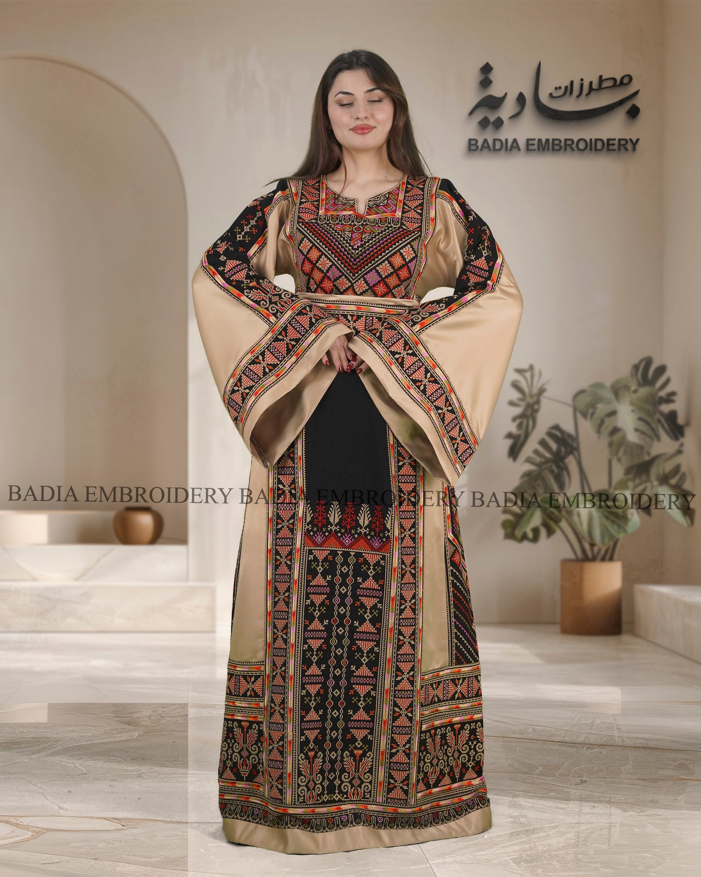 Elegant Thobe With Saya / Satin & Reversible Belt