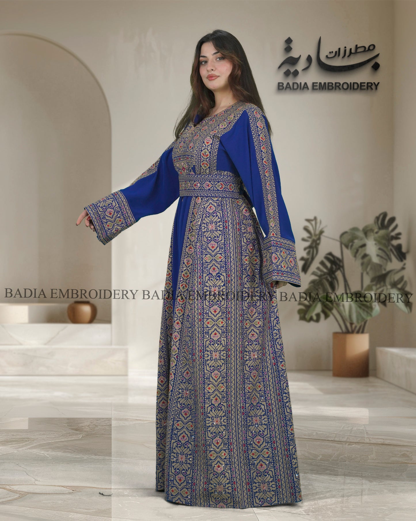 Elegant Navy Blue & Gold Thobe