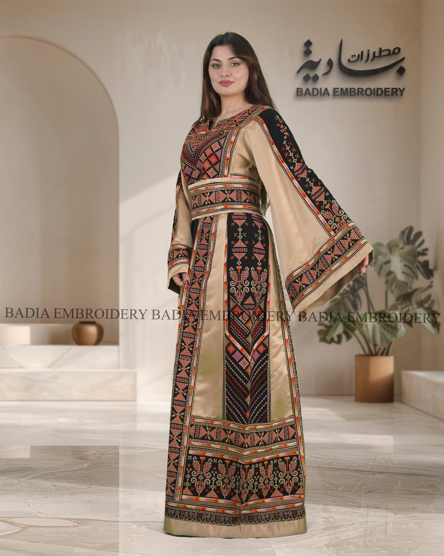 Elegant Thobe With Saya / Satin & Reversible Belt