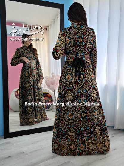 Luxury Colored with Gold Base Embroidered Kaftan