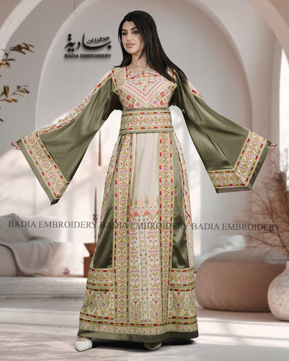 Elegant Thobe With Saya / Satin & Reversible Belt