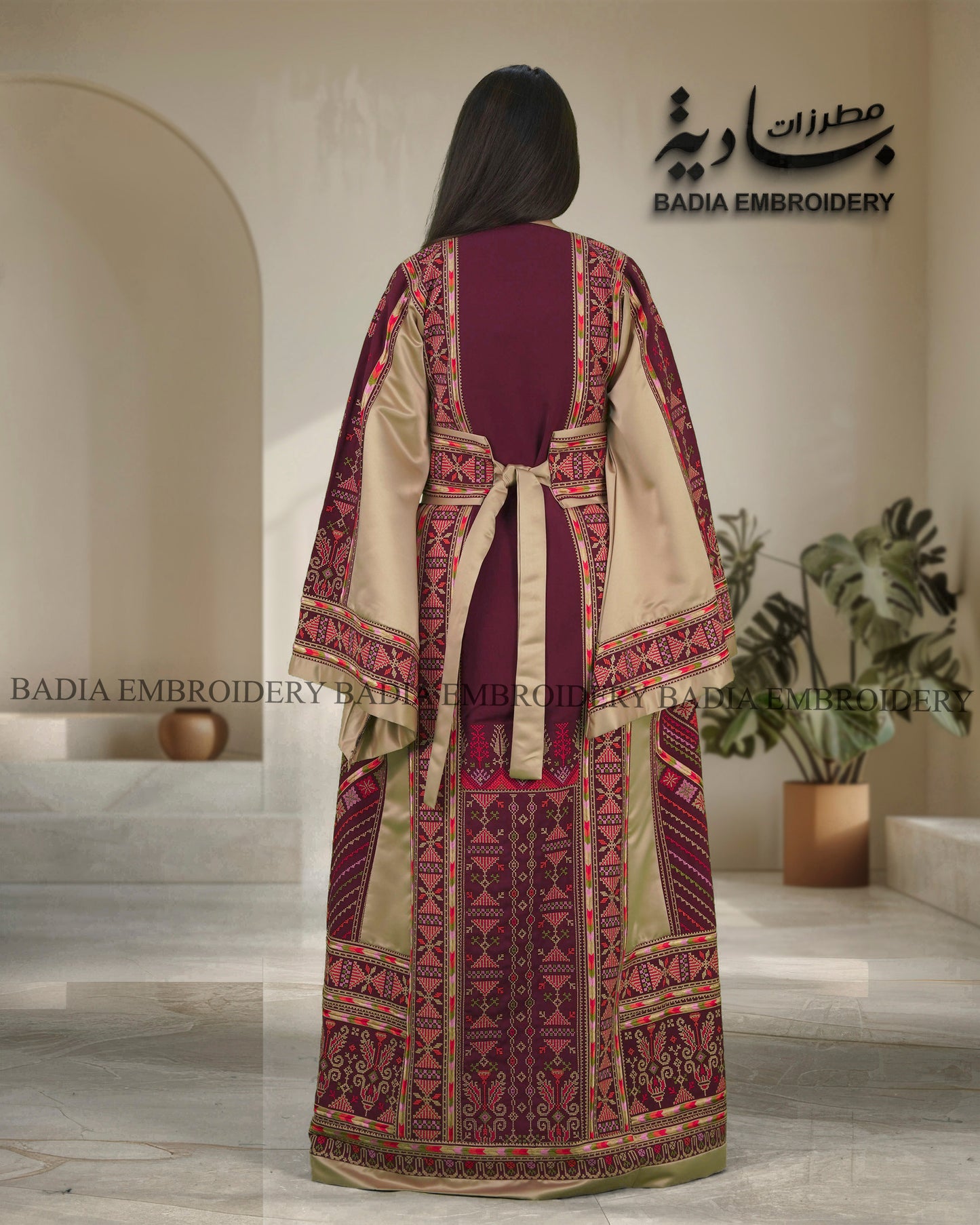 Elegant Thobe With Saya / Satin & Reversible Belt