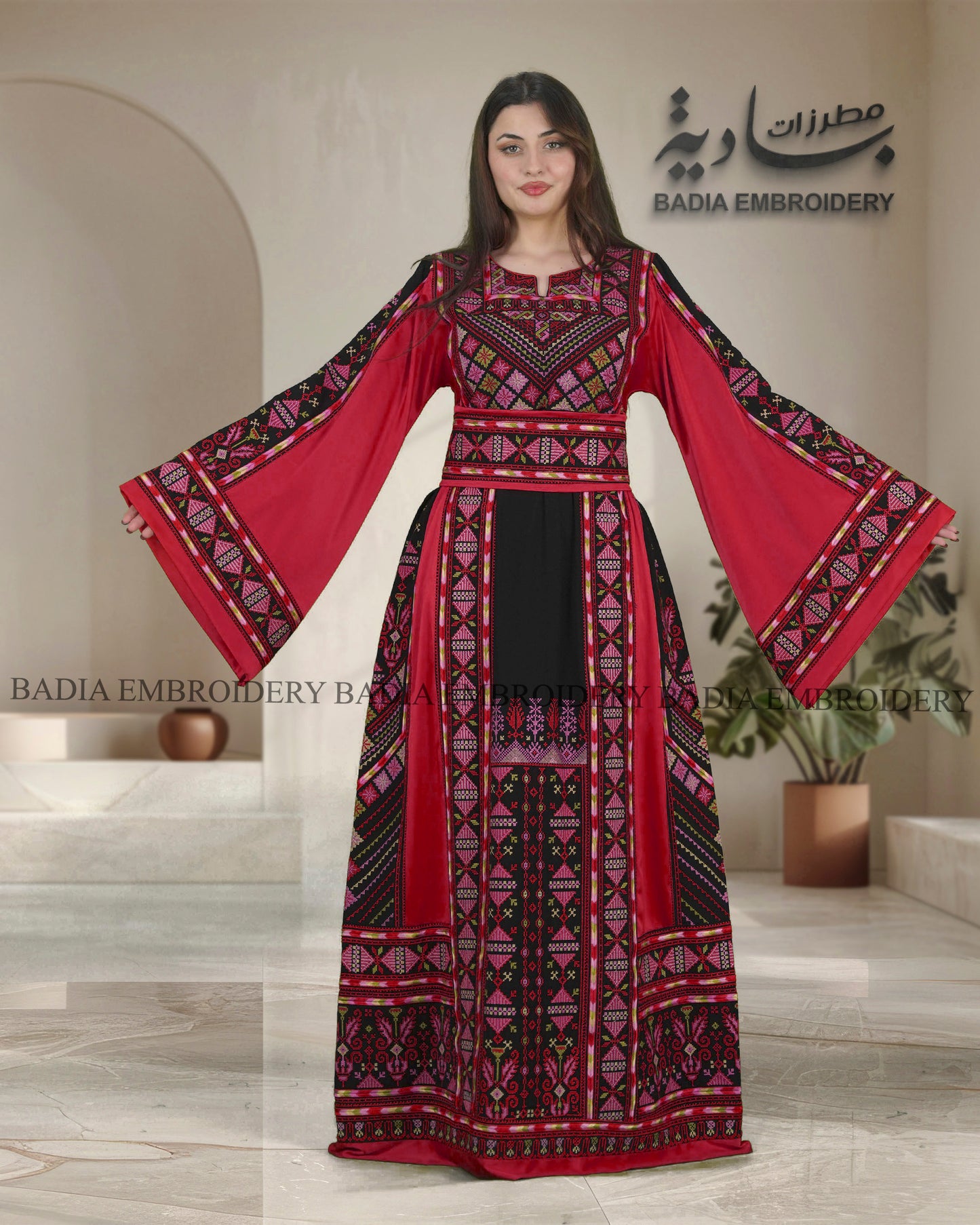 Elegant Thobe With Saya / Satin & Reversible Belt