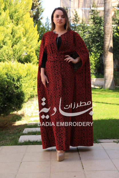 Elegant Red Abaya Bisht