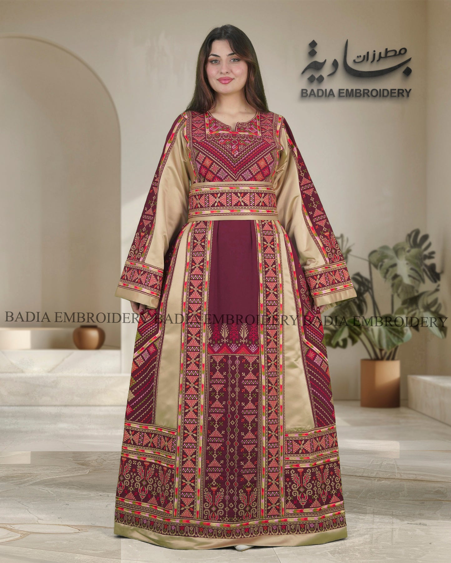 Elegant Thobe With Saya / Satin & Reversible Belt