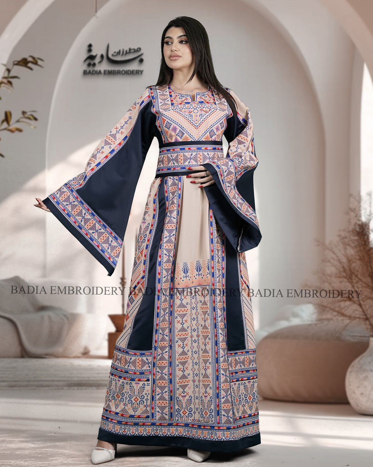 Elegant Thobe With Saya / Satin & Reversible Belt