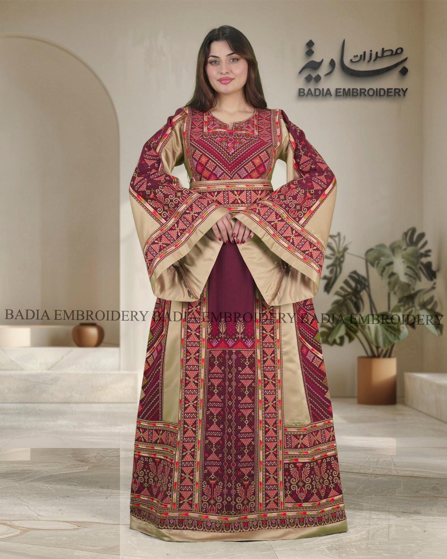 Elegant Thobe With Saya / Satin & Reversible Belt