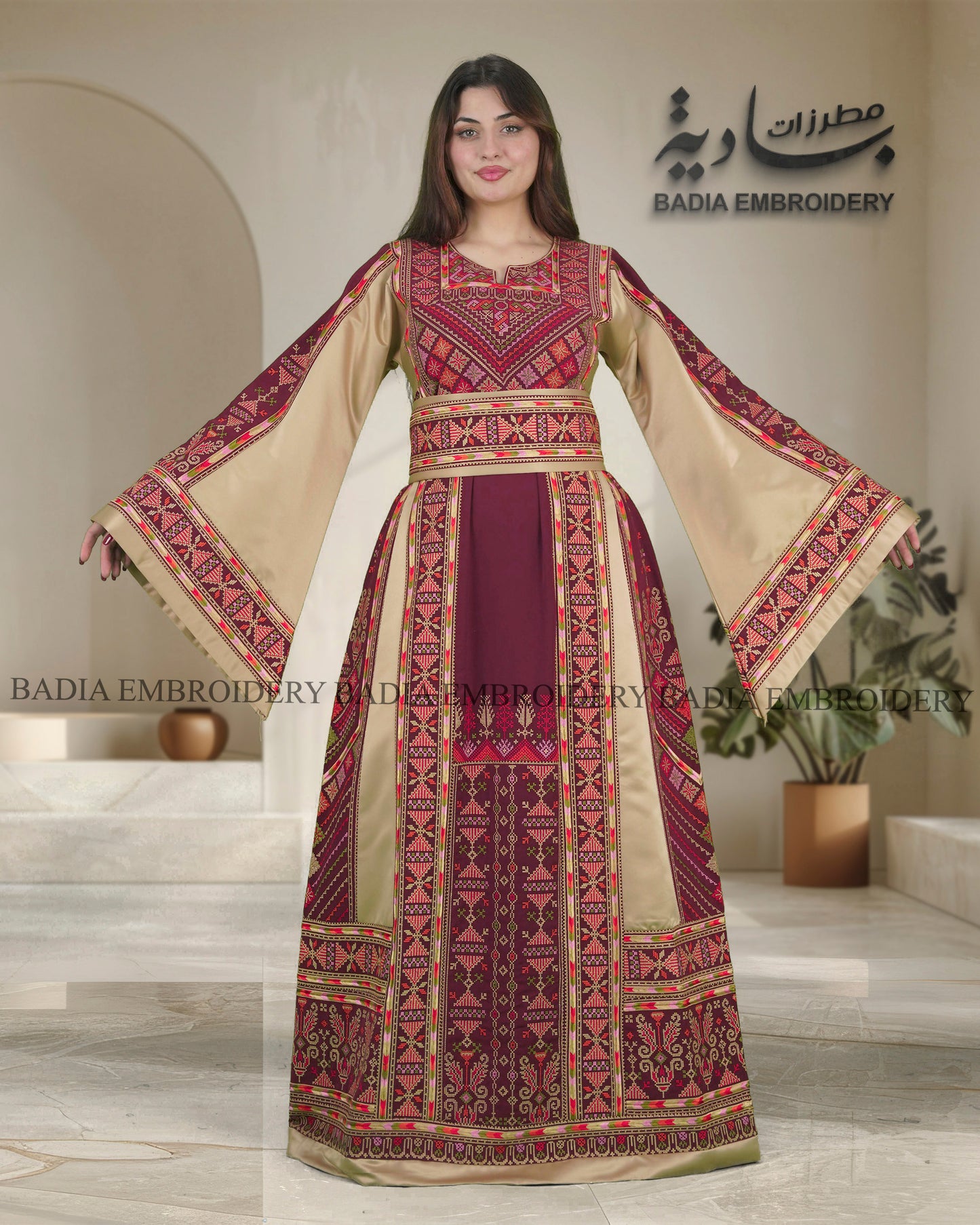 Elegant Thobe With Saya / Satin & Reversible Belt