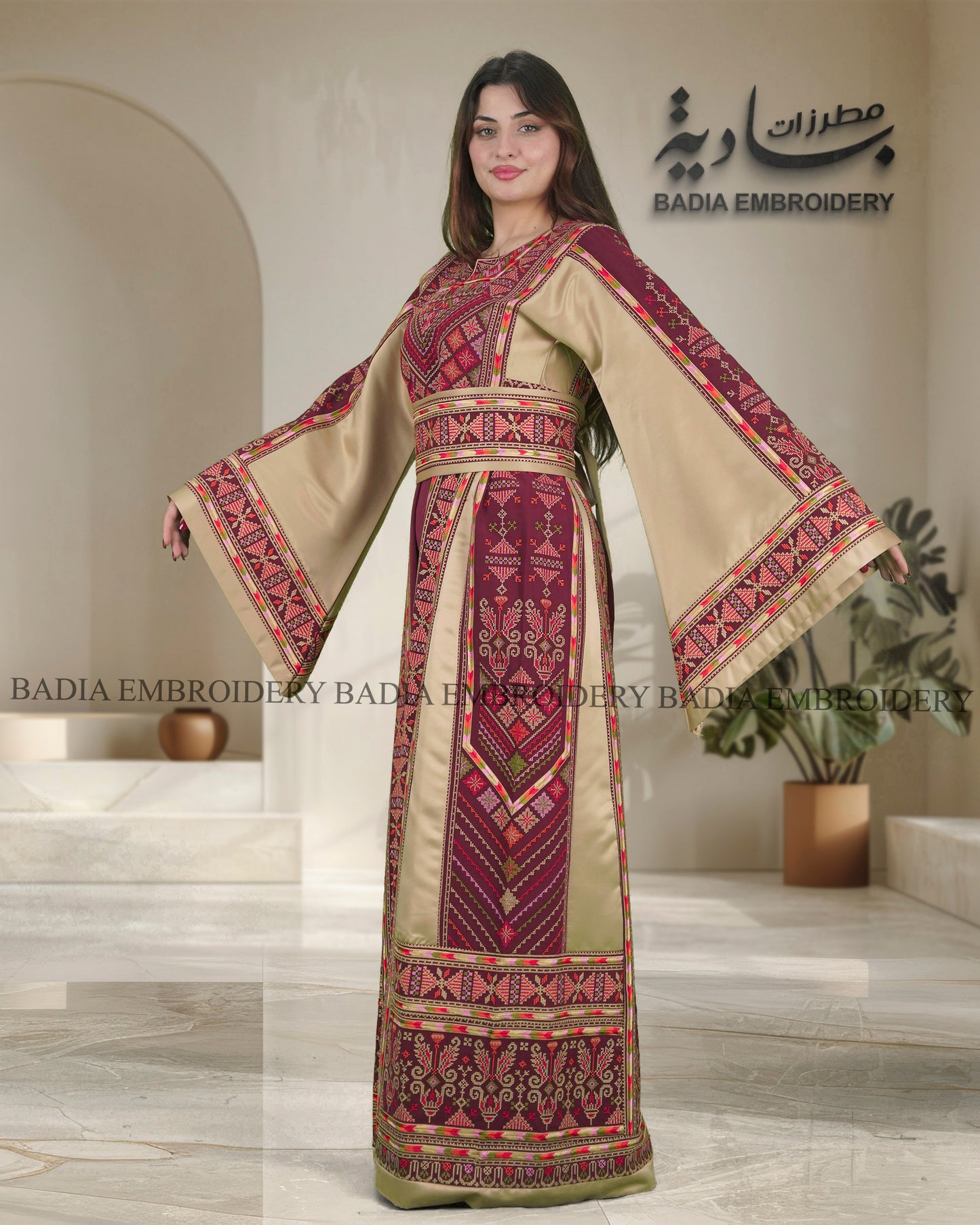 Elegant Thobe With Saya / Satin & Reversible Belt