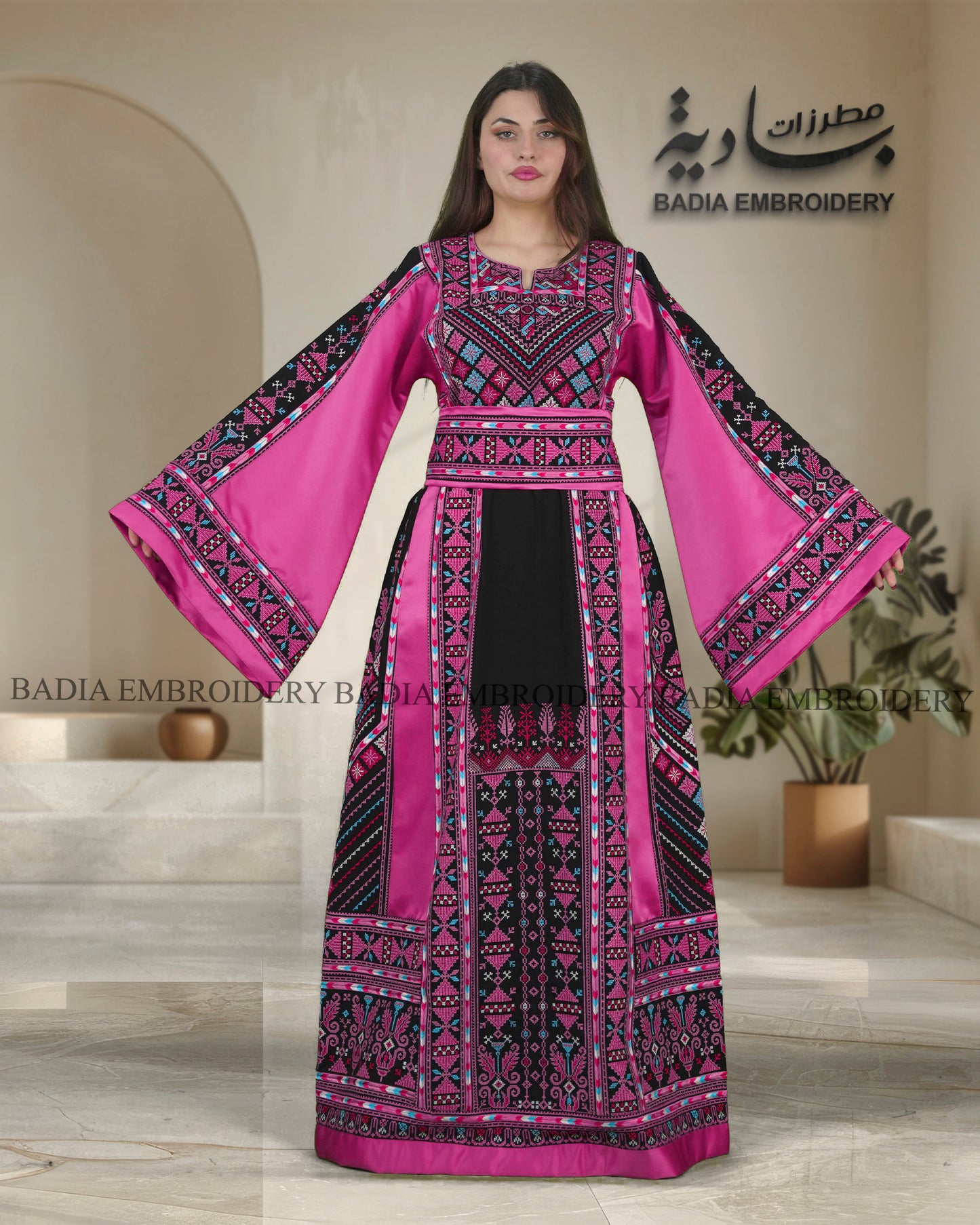 Elegant Thobe With Saya / Satin & Reversible Belt