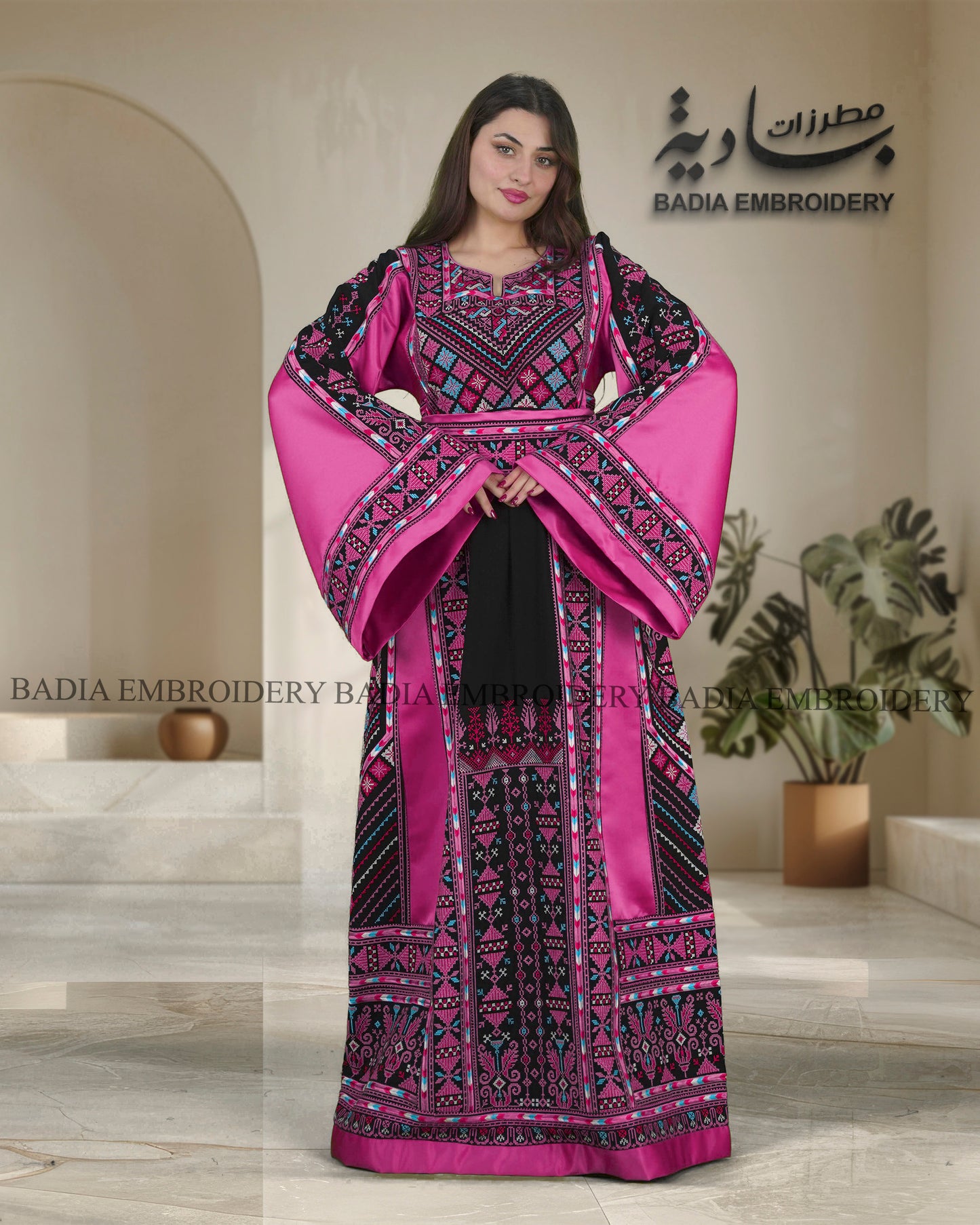 Elegant Thobe With Saya / Satin & Reversible Belt