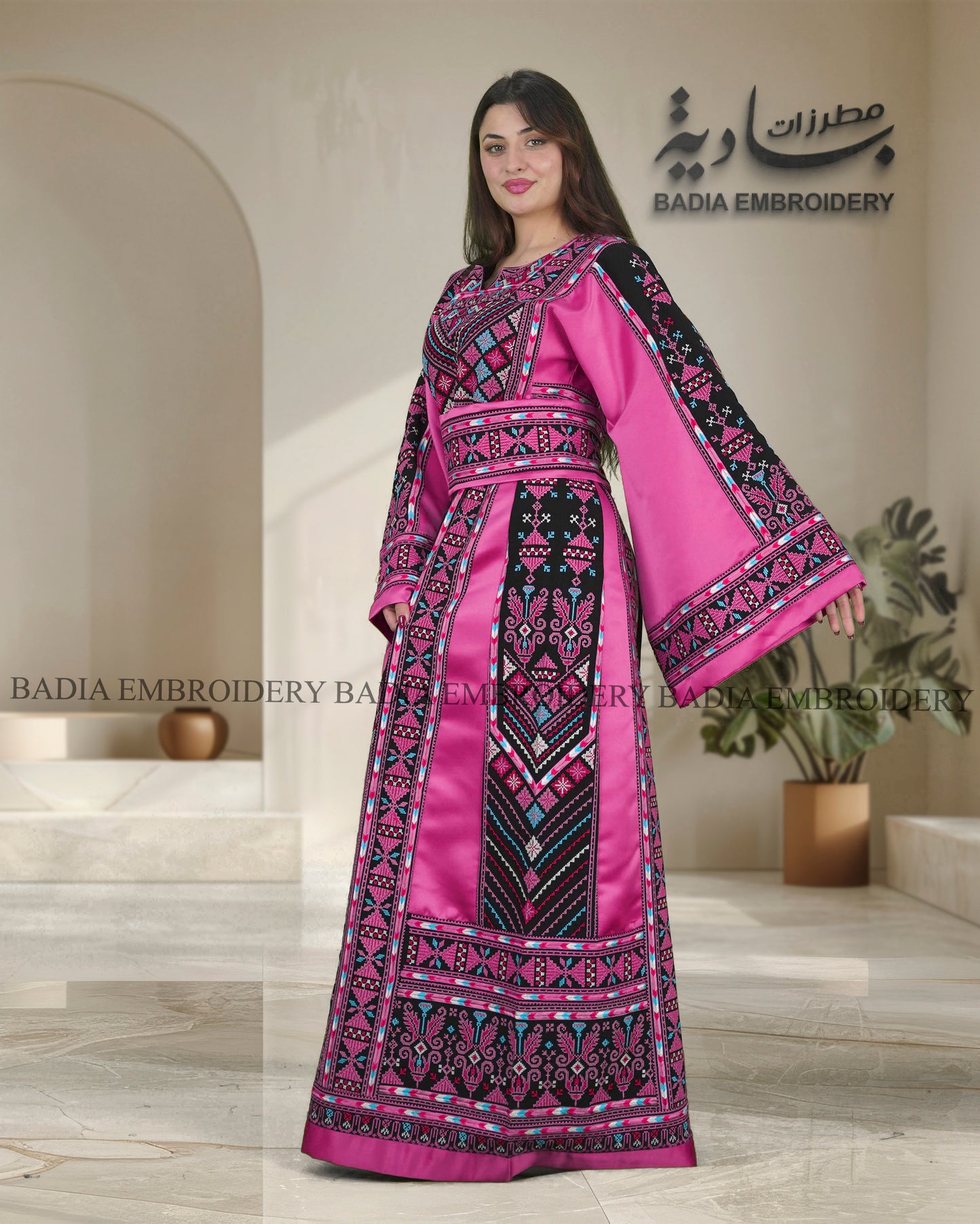 Elegant Thobe With Saya / Satin & Reversible Belt