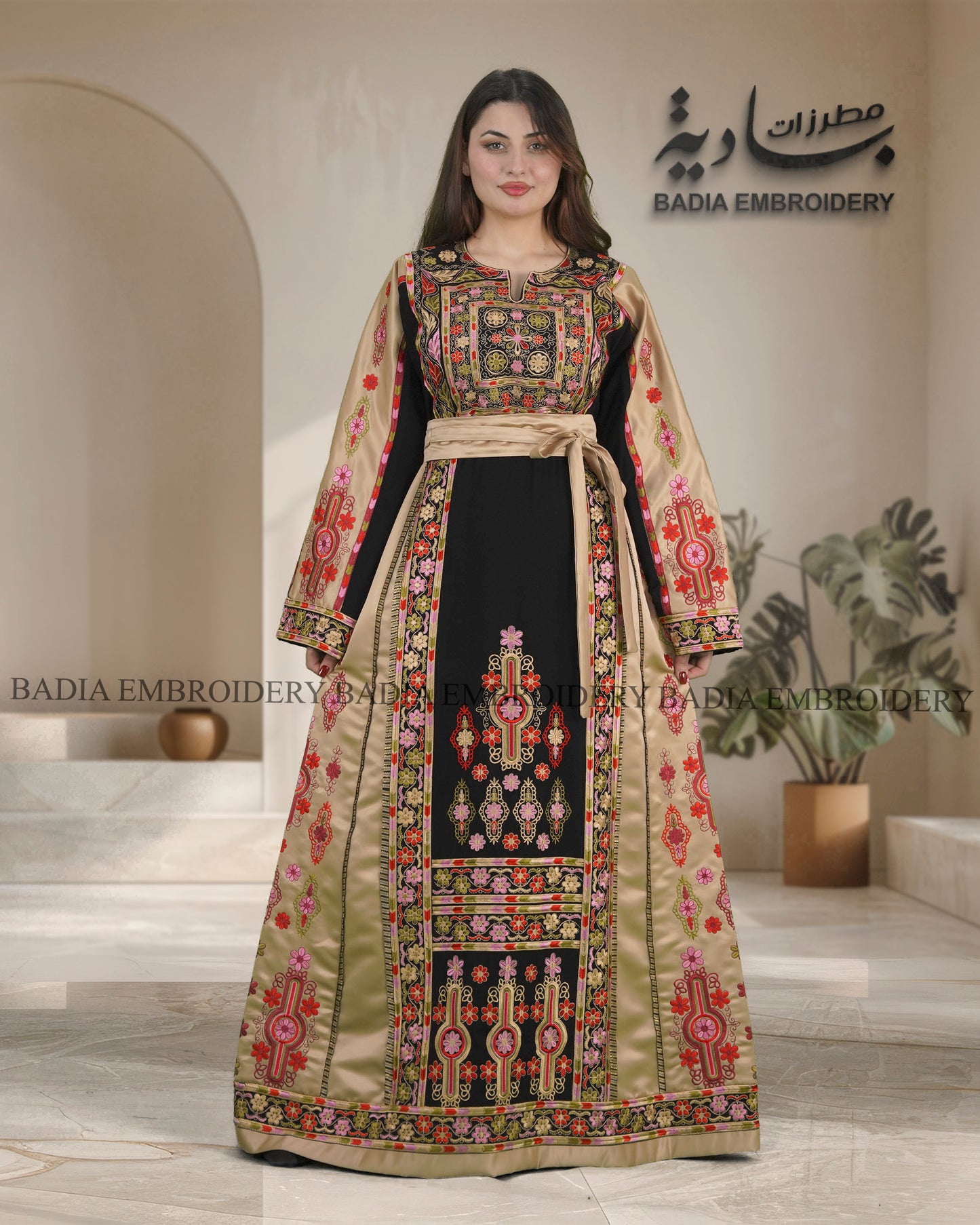Elegant Thobe With Saya / Satin & Reversible Belt