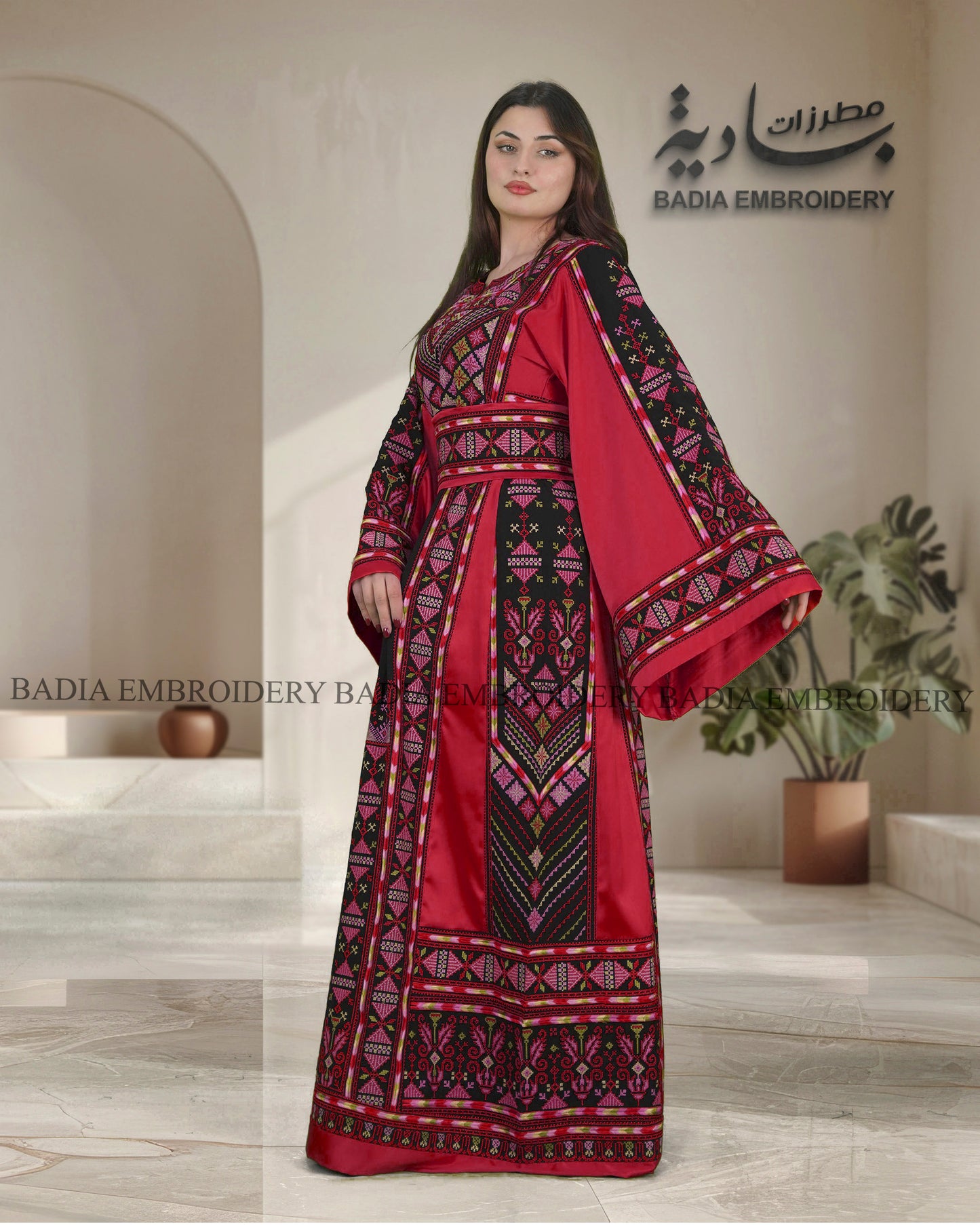 Elegant Thobe With Saya / Satin & Reversible Belt