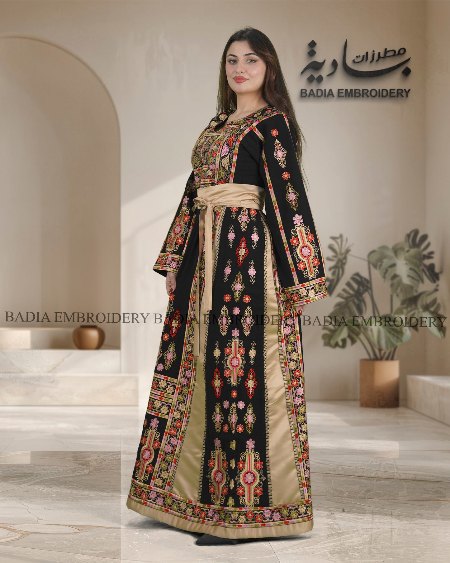 Elegant Thobe With Saya / Satin & Reversible Belt