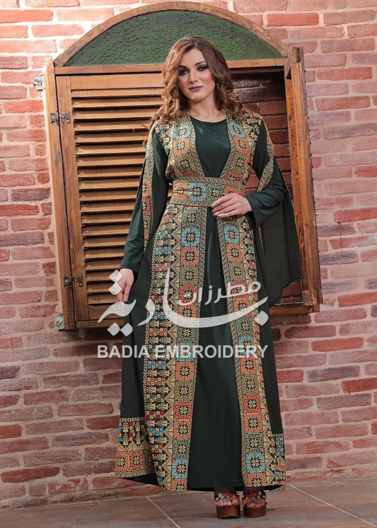 Elegant Colored Embroidered Abaya Dress