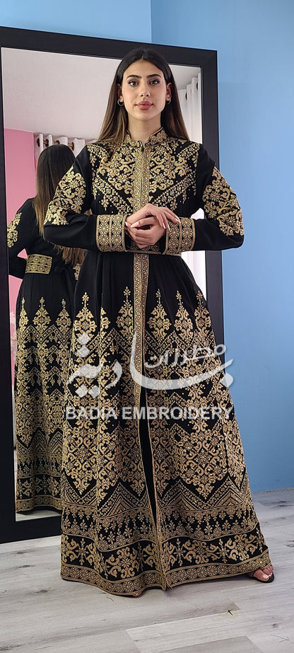 Luxury Black & Gold Embroidered Kaftan