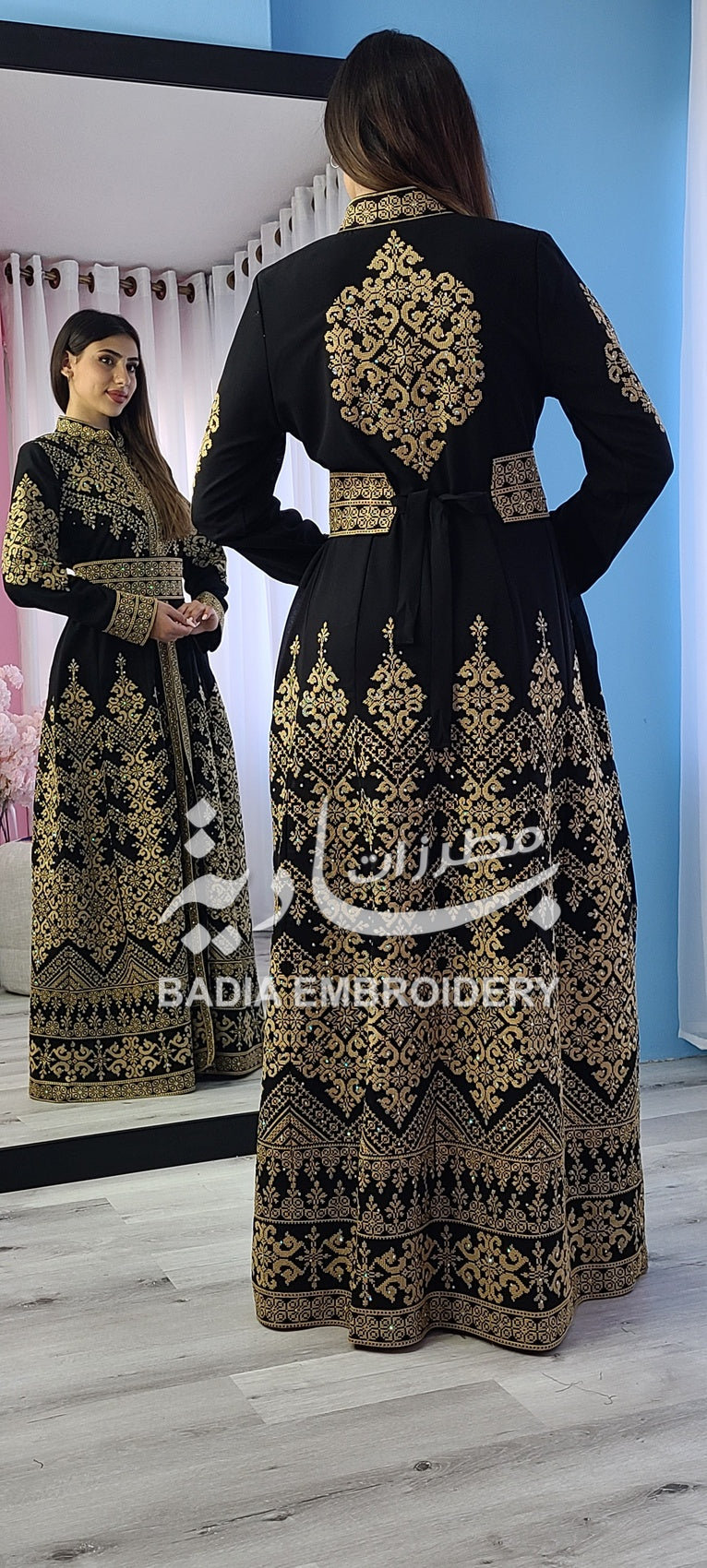 Luxury Black & Gold Embroidered Kaftan
