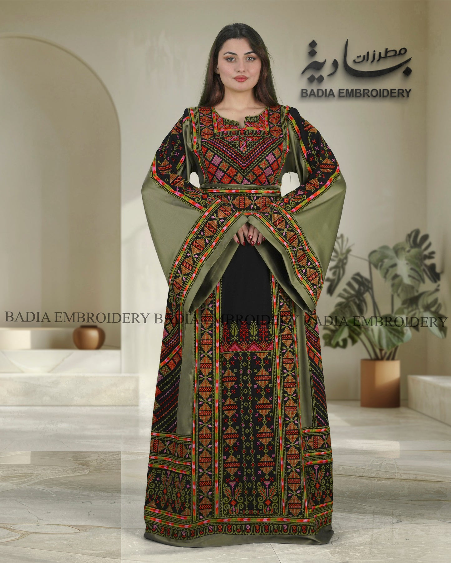 Elegant Thobe With Saya / Satin & Reversible Belt