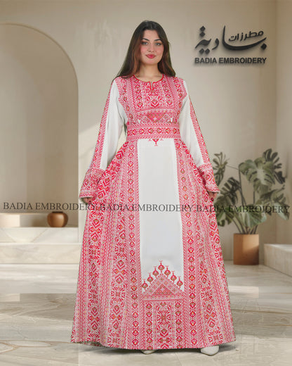 Elegant White & Red Thobe