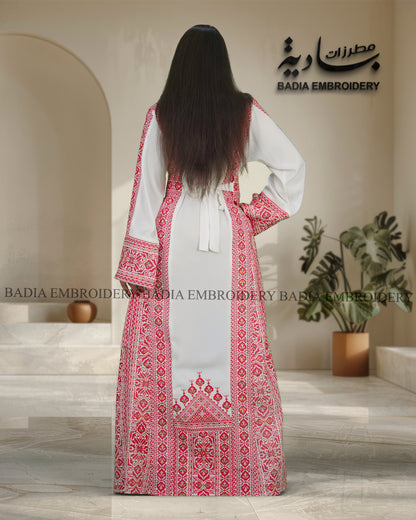 Elegant White & Red Thobe