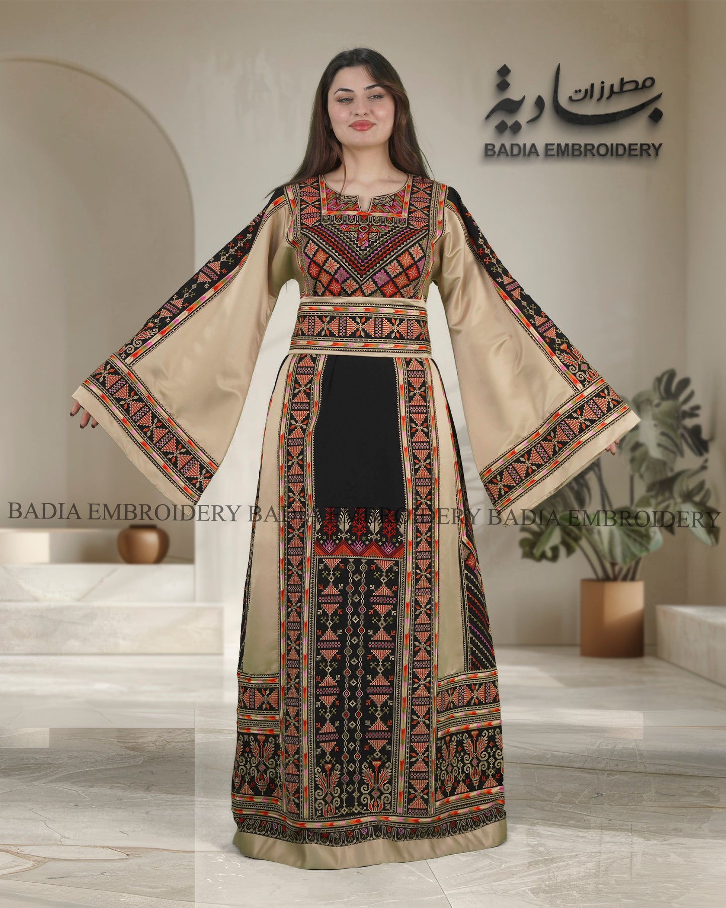 Elegant Thobe With Saya / Satin & Reversible Belt