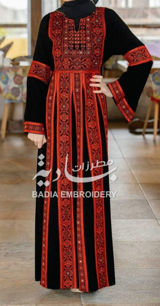 Beautiful Traditional Black & Red Thobe