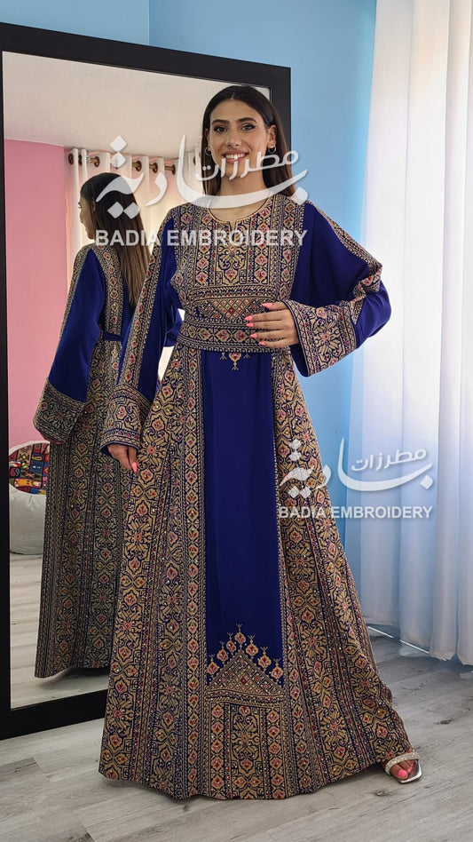 Elegant Navy Blue & Gold Thobe