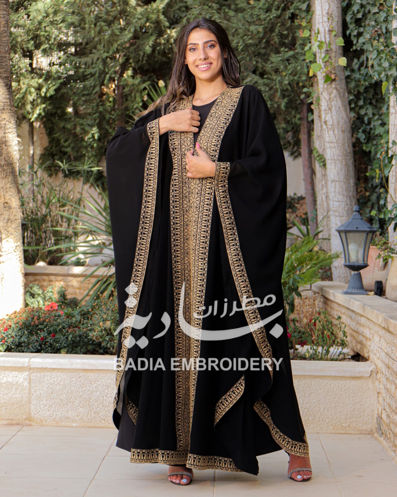 Elegant Gold Embroidered Abaya