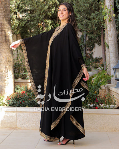 Elegant Gold Embroidered Abaya