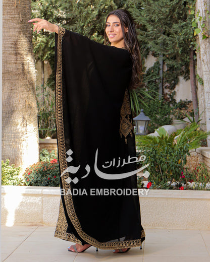 Elegant Gold Embroidered Abaya