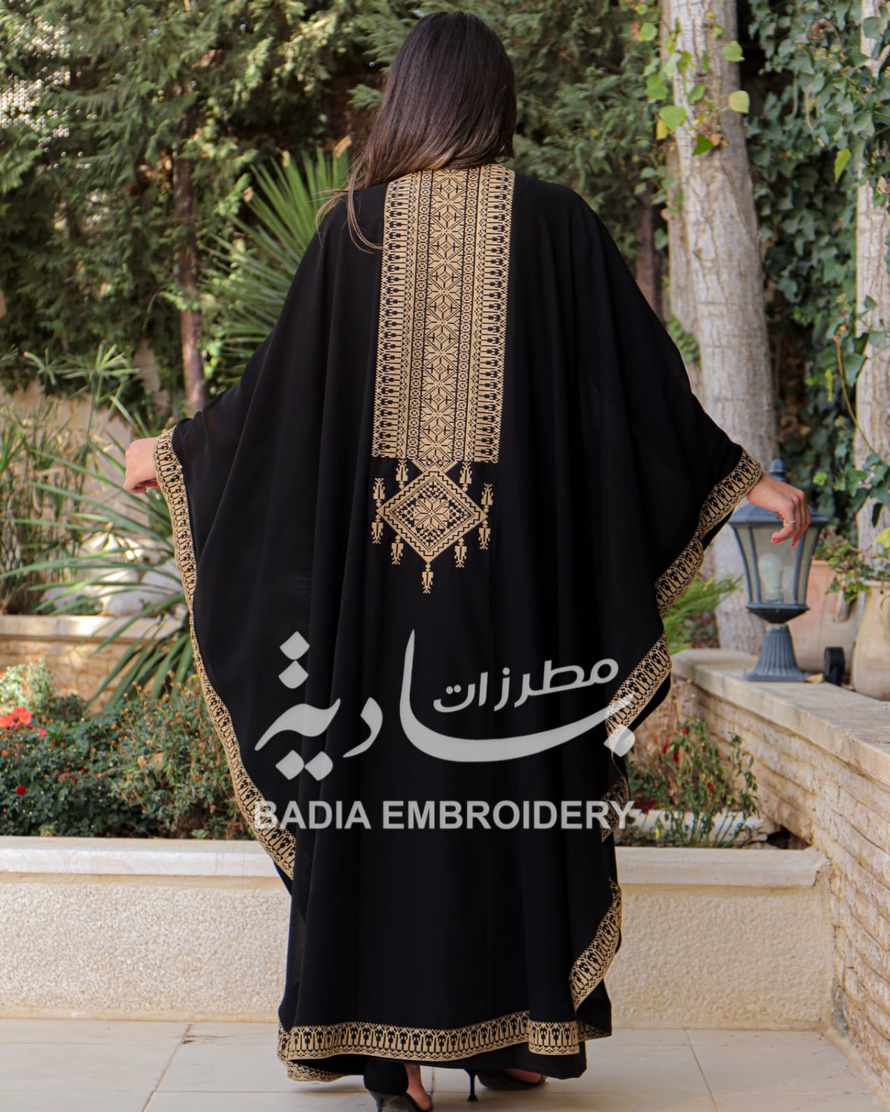 Elegant Gold Embroidered Abaya