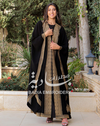 Elegant Gold Embroidered Abaya