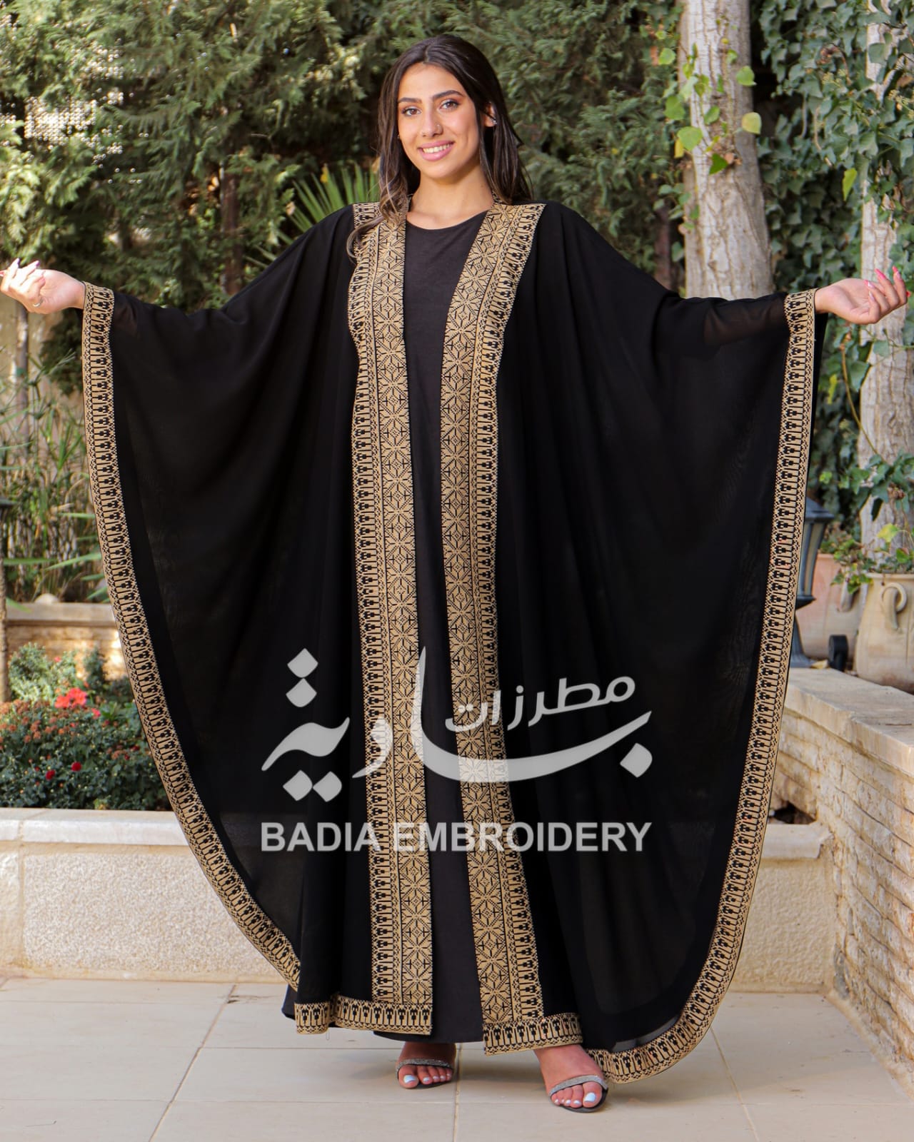 Elegant Gold Embroidered Abaya