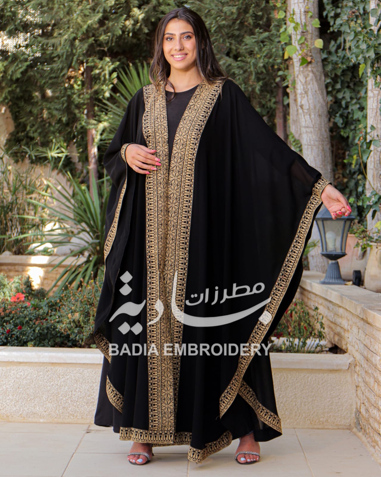 Elegant Gold Embroidered Abaya