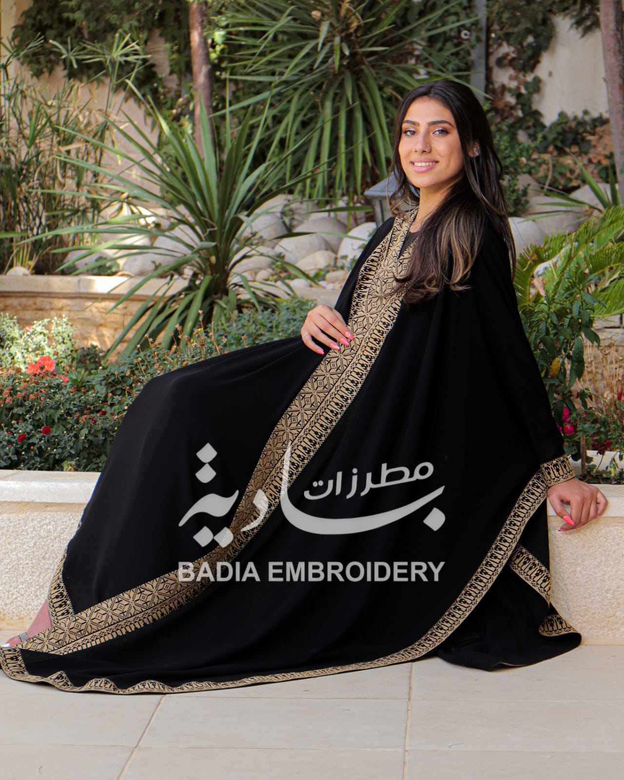 Elegant Gold Embroidered Abaya