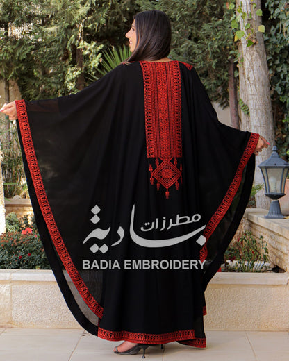 Elegant Red Embroidered Abaya