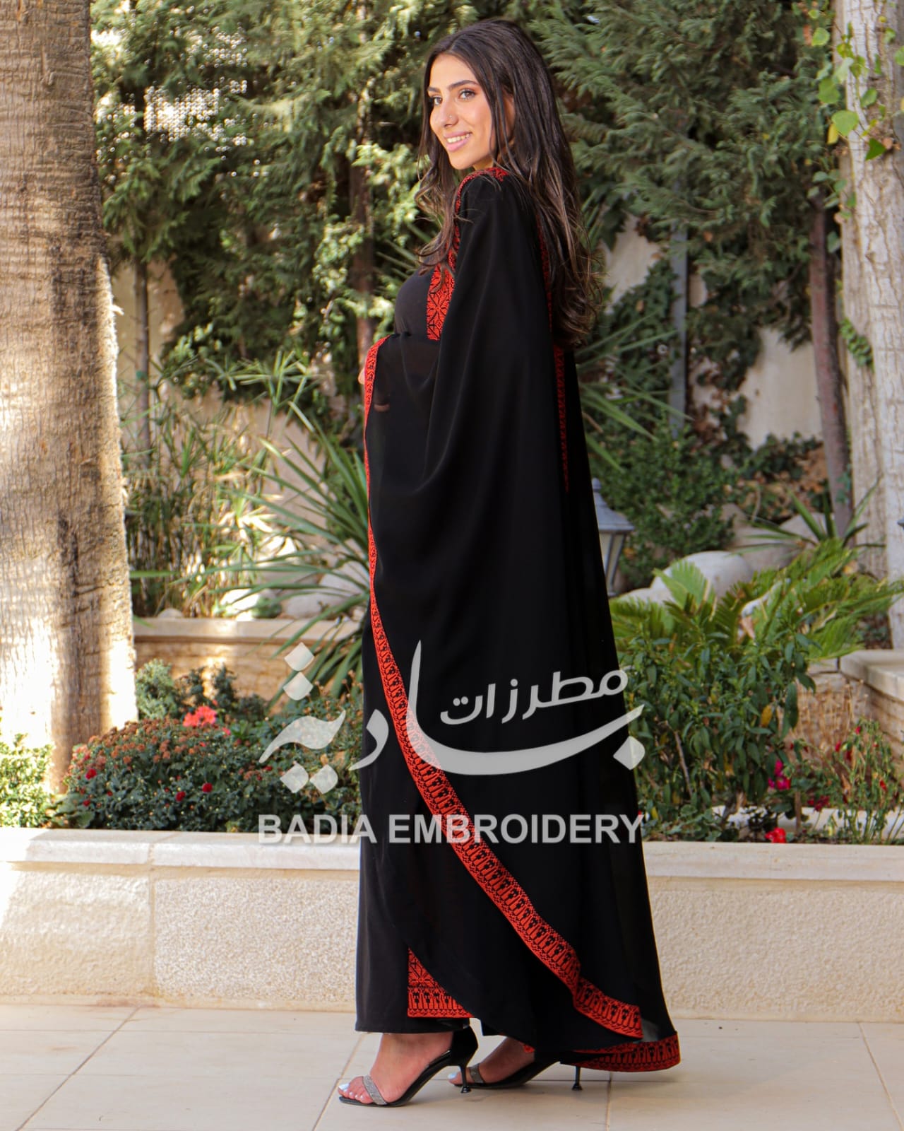 Elegant Red Embroidered Abaya