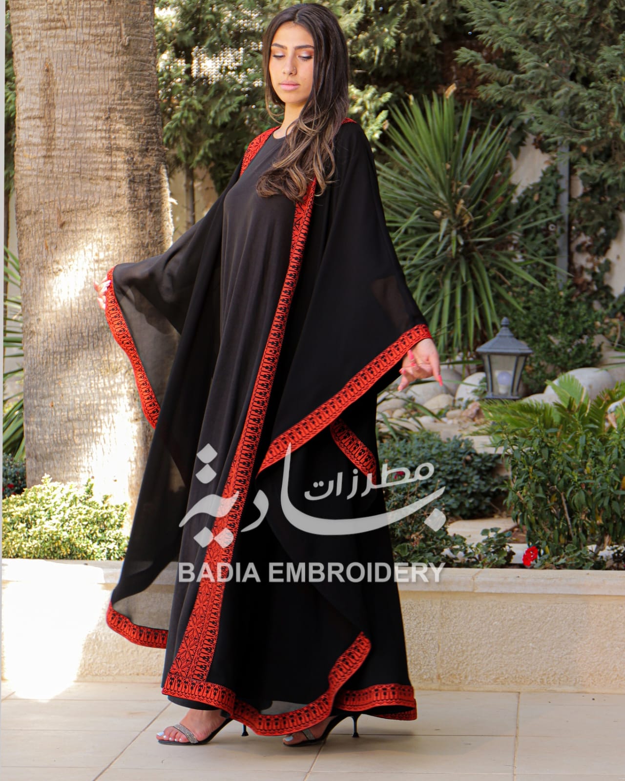 Elegant Red Embroidered Abaya