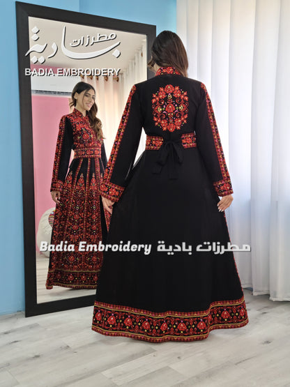 Luxury Red Embroidered Kaftan