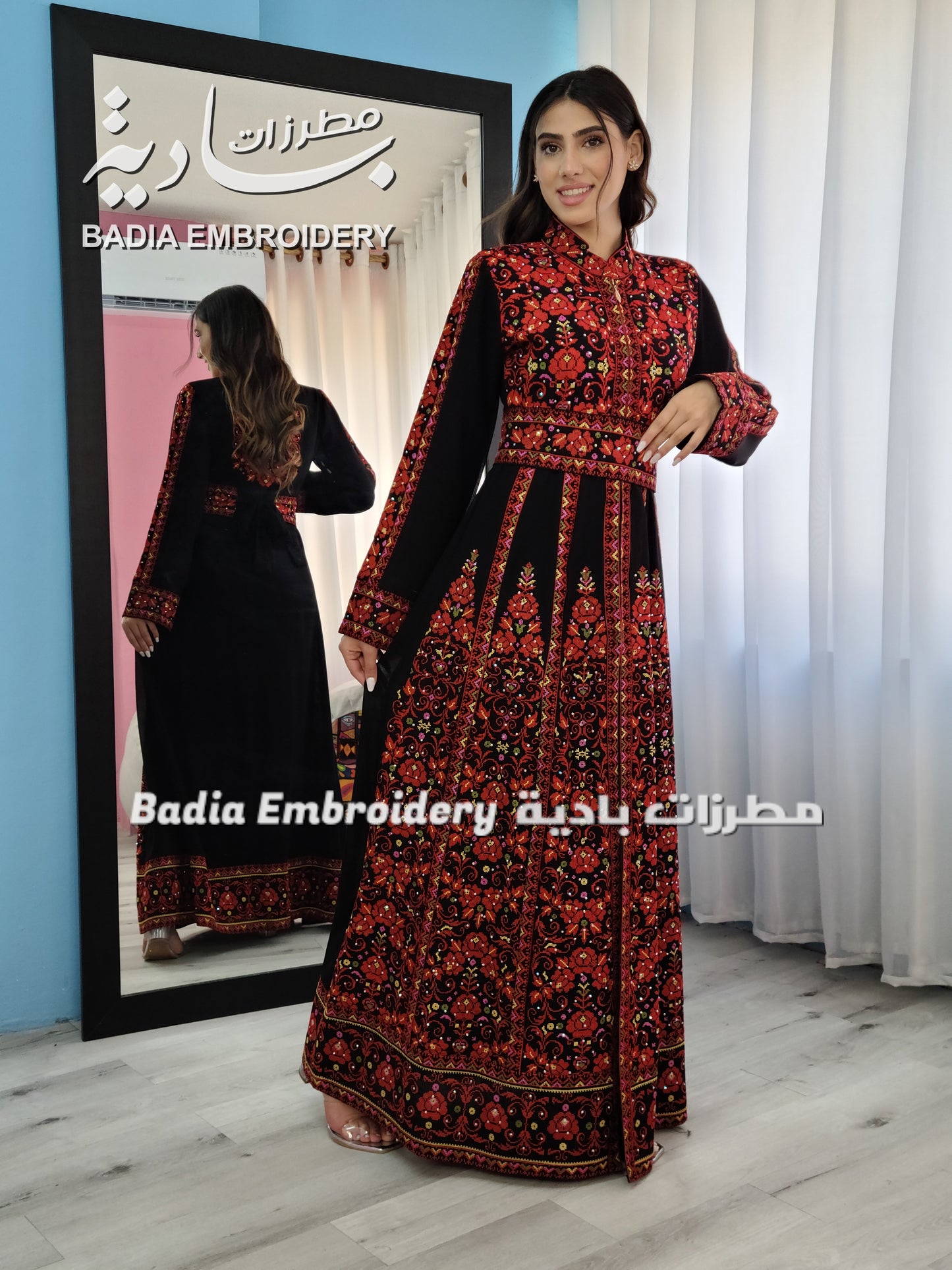 Luxury Red Embroidered Kaftan