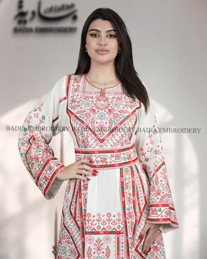 Elegant White & Red Thobe